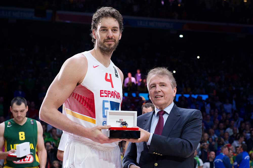 Premio Tissot MVP Eurobasket 2015 François Thiébaud y Pau Gasol